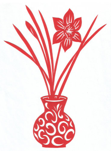 cut paper design Daffodil in a Vase