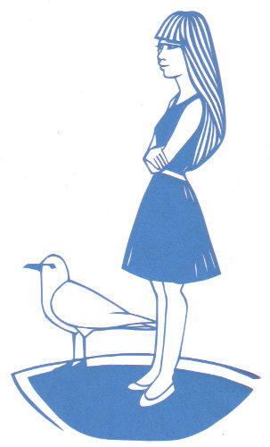 cut paper design Girl with Seagull