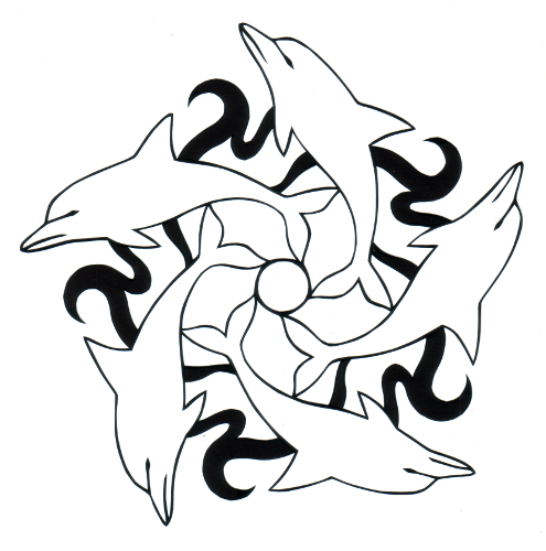 cut paper design Dolphin Pentaskelion