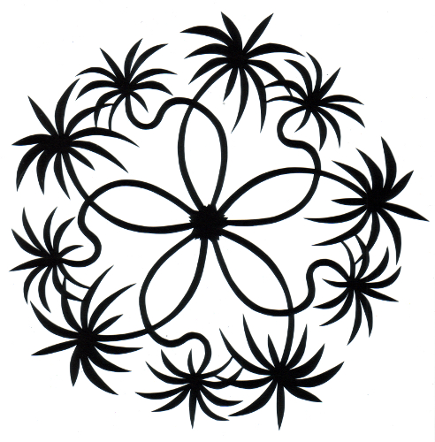 cut paper design Dragon Tree Circle (draceana)